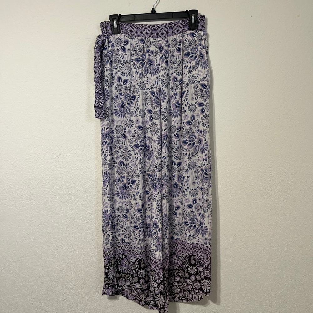 Angie Floral Wide Leg Palazzo Pants Boho Tie Waist Festival cottagecore L hippie